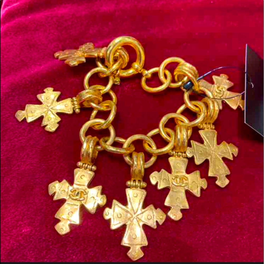 Chanel vintage cross charm bracelet 94P